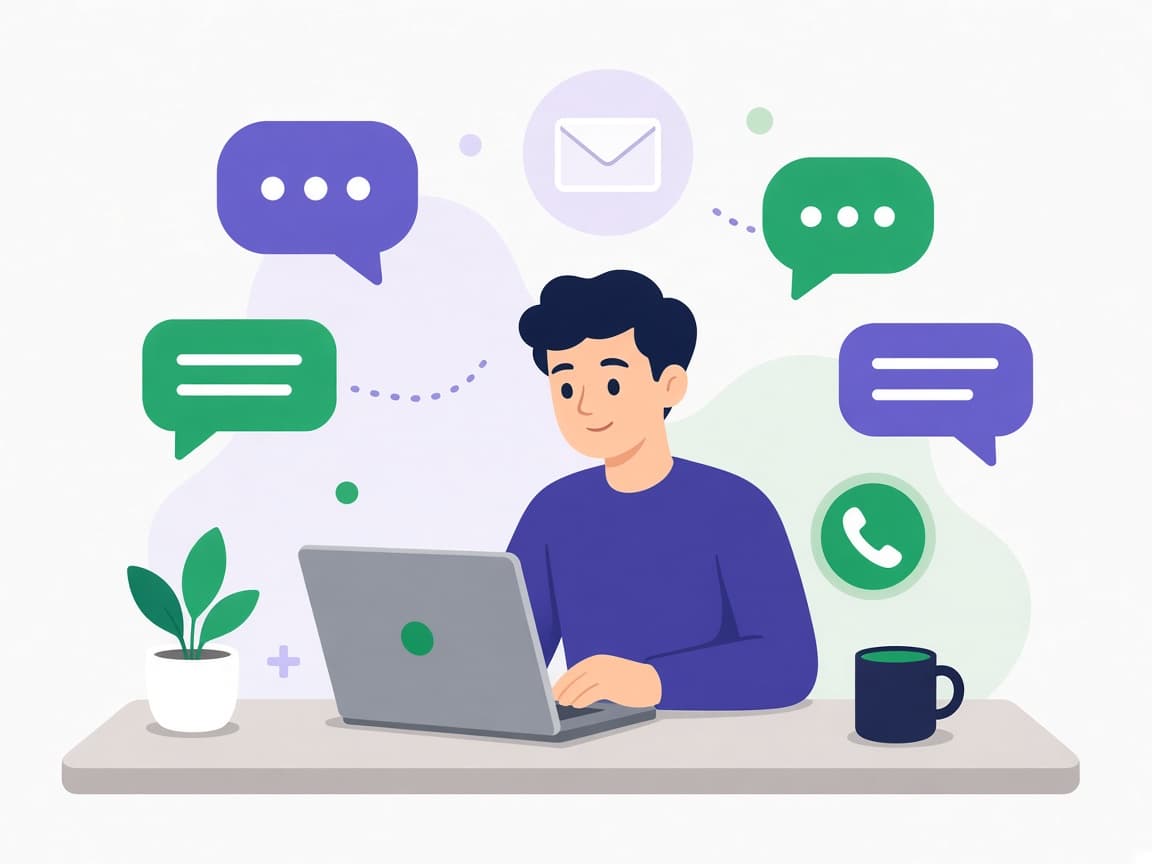 Illustration of a person getting in touch with the Boltiva team