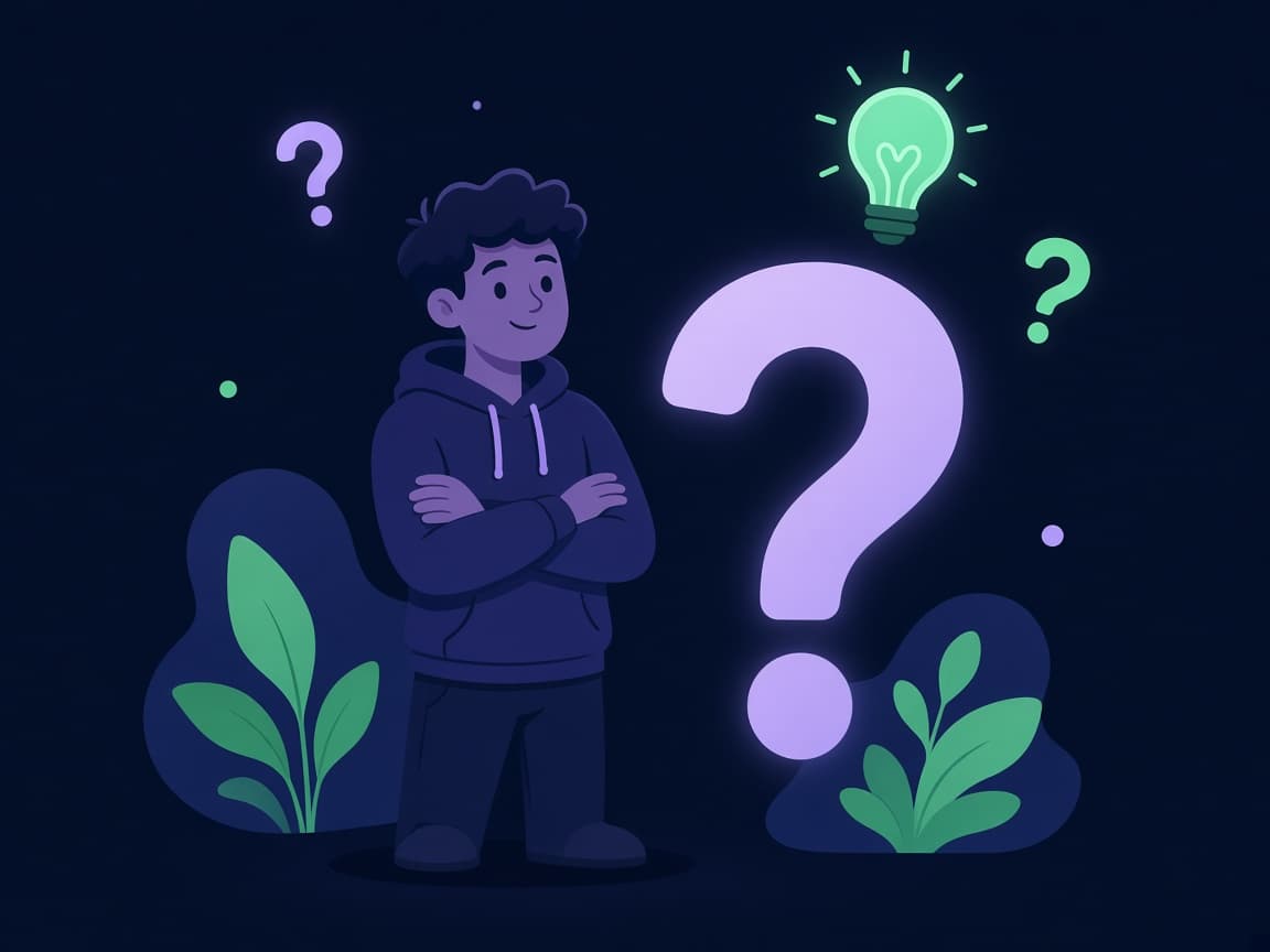 Illustration of a person thinking through frequently asked questions