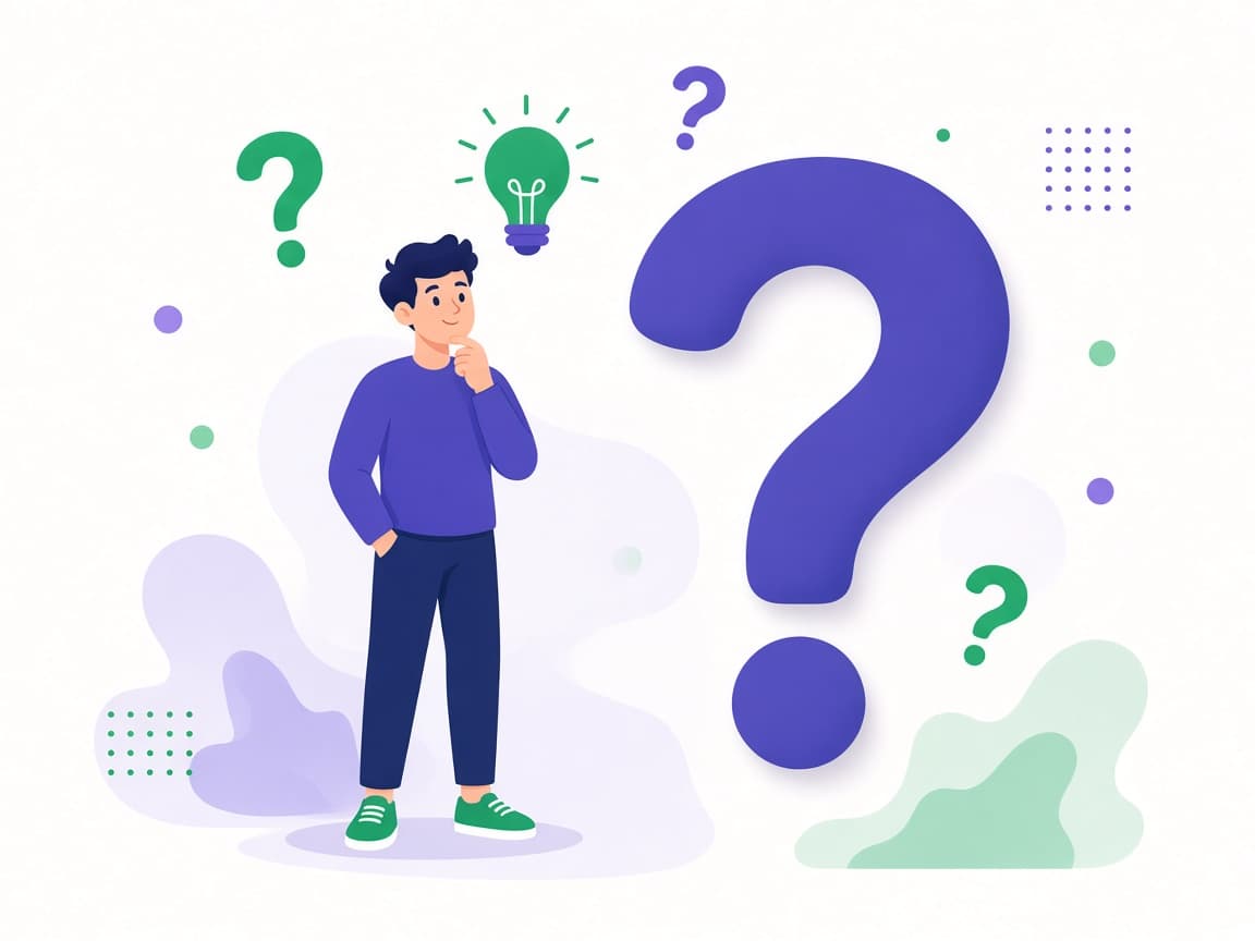 Illustration of a person thinking through frequently asked questions