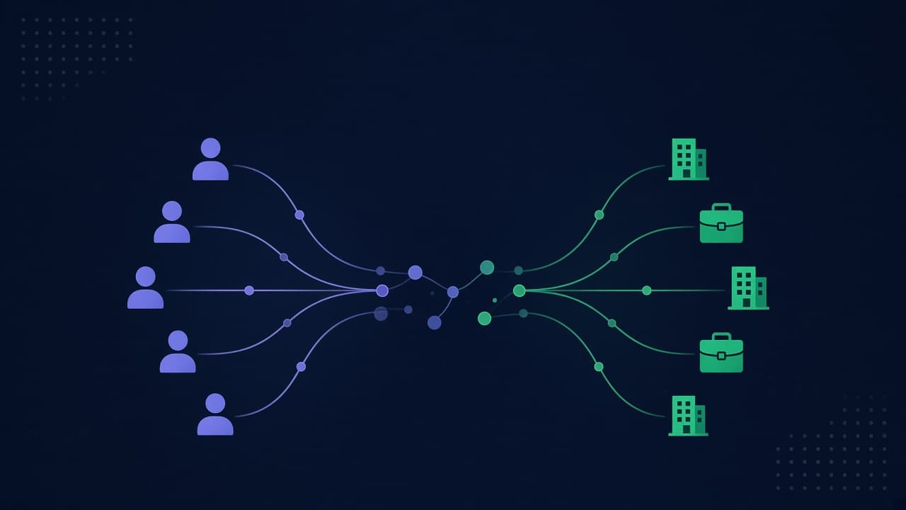 Illustration of freelance software engineers connecting with companies through Boltiva