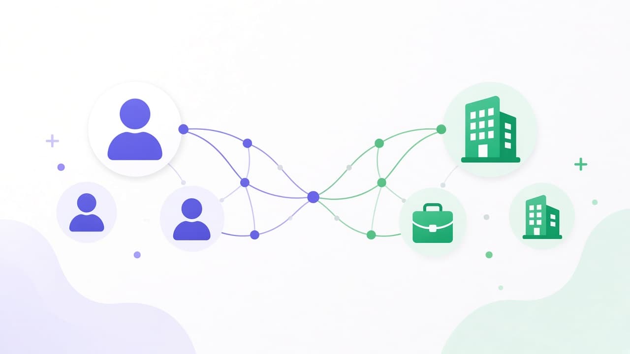 Illustration of freelance software engineers connecting with companies through Boltiva